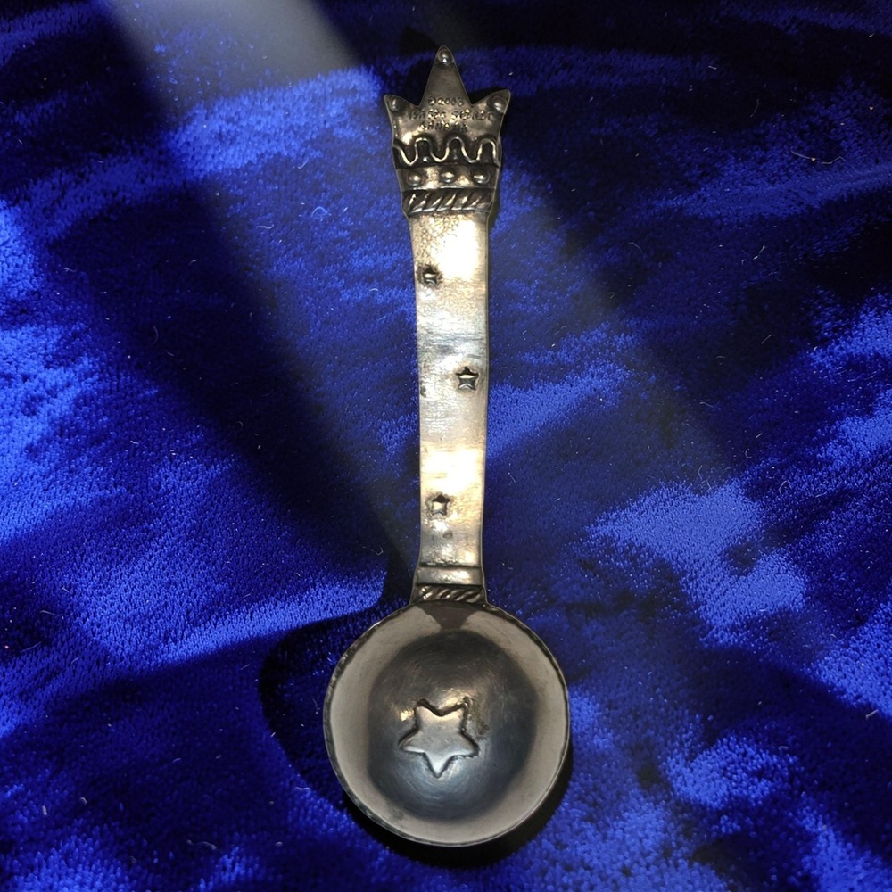 VINTAGE Coffee Queen Scoop Crown Handle Star Bowl Silverplate Metal Collector - Picture 4 of 9